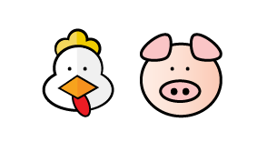 Rooster and Pig Clipart